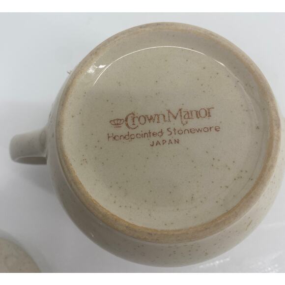 Vintage Crown Manor Stoneware Floral Garden Sugar Bowl Japan Made Flaw - Picture 5 of 5